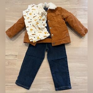 Little Me Boys Fox Toddler 3 Piece Set- Snap Jacket, Shirt & Pants Size 2T